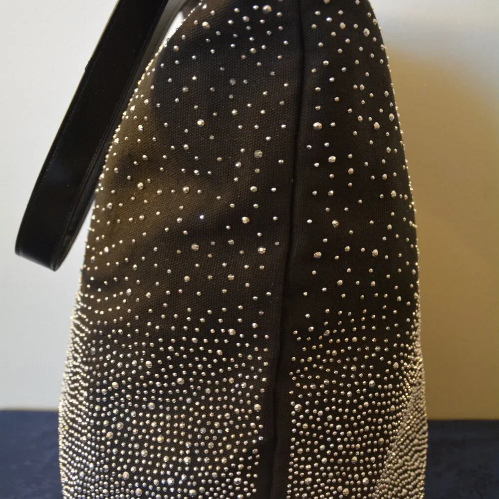 Black Shimmering Studs Bucket Bag - Picture 4 of 7